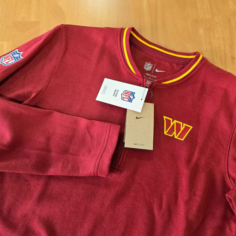 Nike Dri Fit NFL Field Apparel Washington Commanders 1/4 Zip Shirt Red Small NWT